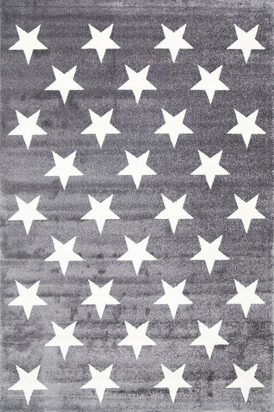 Piccolo Charcoal and White Stars Kids Rug 120x170cm