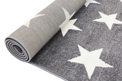 Piccolo Charcoal and White Stars Kids Rug 120x170cm