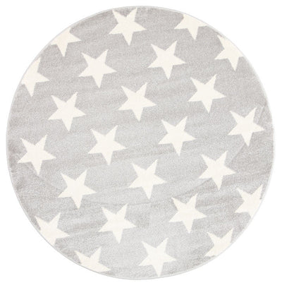 Piccolo Light Grey and White Stars Kids Rug 120x170cm