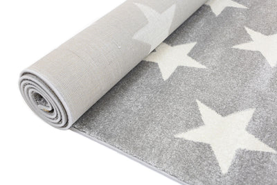 Piccolo Light Grey and White Stars Kids Rug 120x170cm