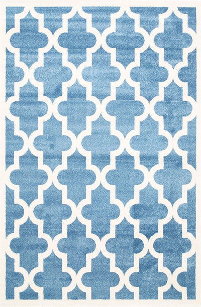 Piccolo Blue and White Lattice Pattern Kids Rug 120x170cm