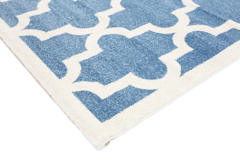 Piccolo Blue and White Lattice Pattern Kids Rug 120x170cm