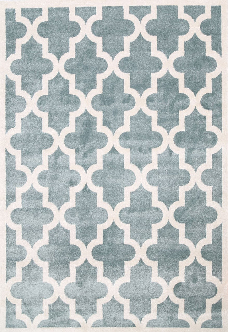 Piccolo Aqua White Lattice Pattern Kids Rug 120x170cm