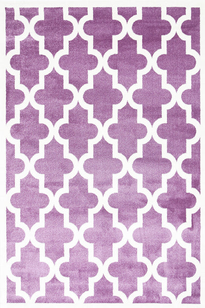 Piccolo Violet Pink and White Lattice Pattern Kids Rug 120x170cm