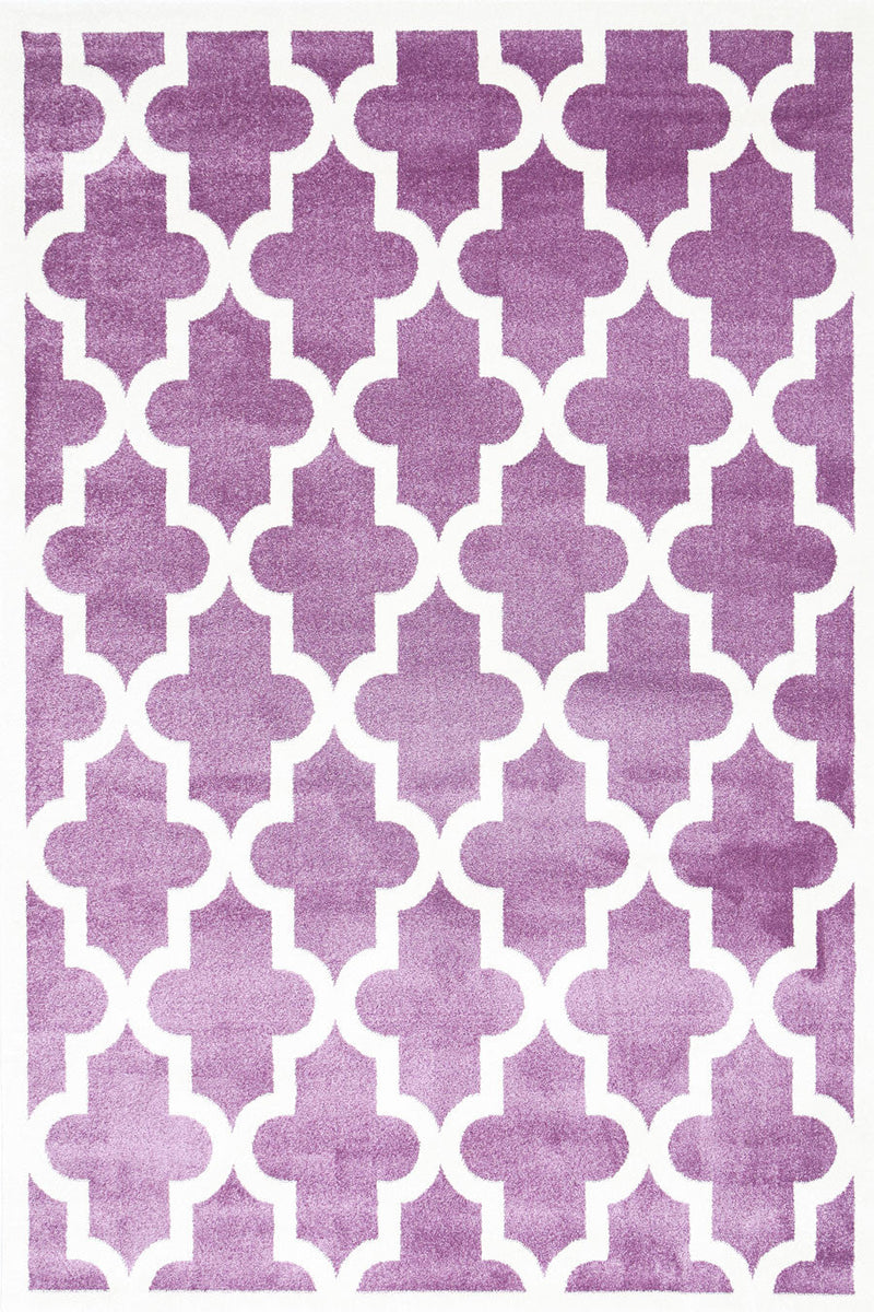 Piccolo Violet Pink and White Lattice Pattern Kids Rug 120x170cm