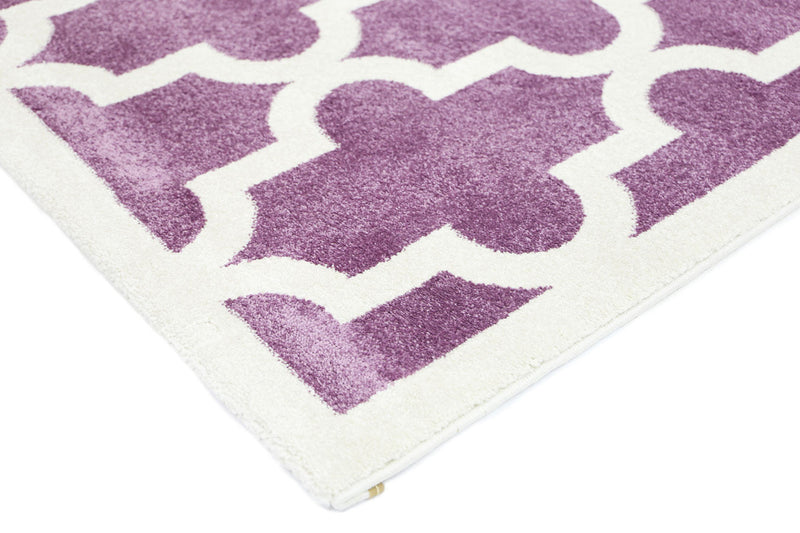 Piccolo Violet Pink and White Lattice Pattern Kids Rug 120x170cm