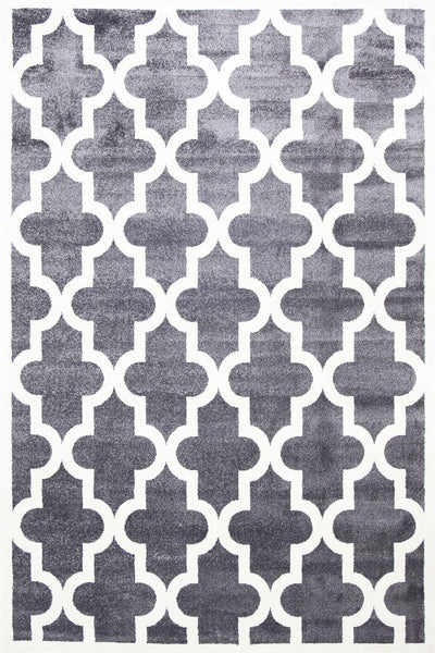 Piccolo Grey and White Lattice Pattern Kids Rug 120x170cm