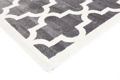 Piccolo Grey and White Lattice Pattern Kids Rug 120x170cm