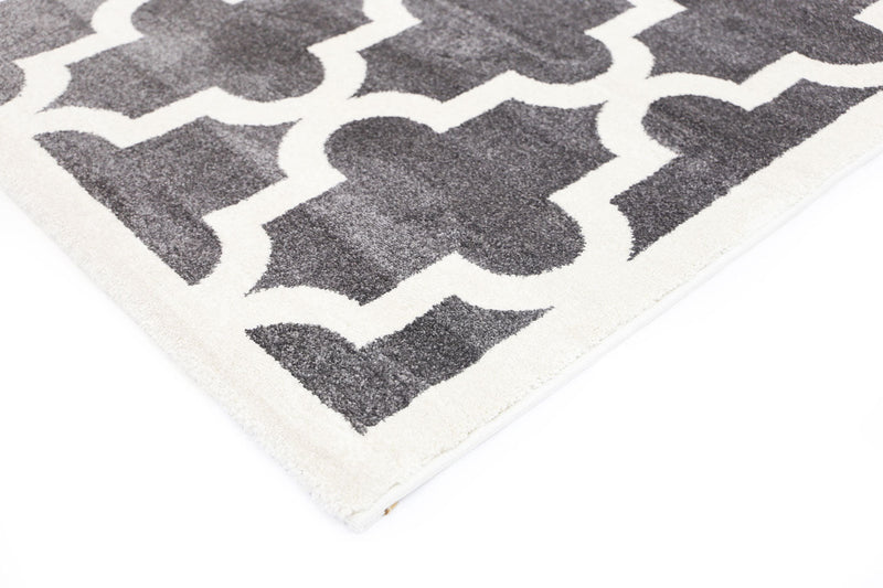 Piccolo Grey and White Lattice Pattern Kids Rug 120x170cm