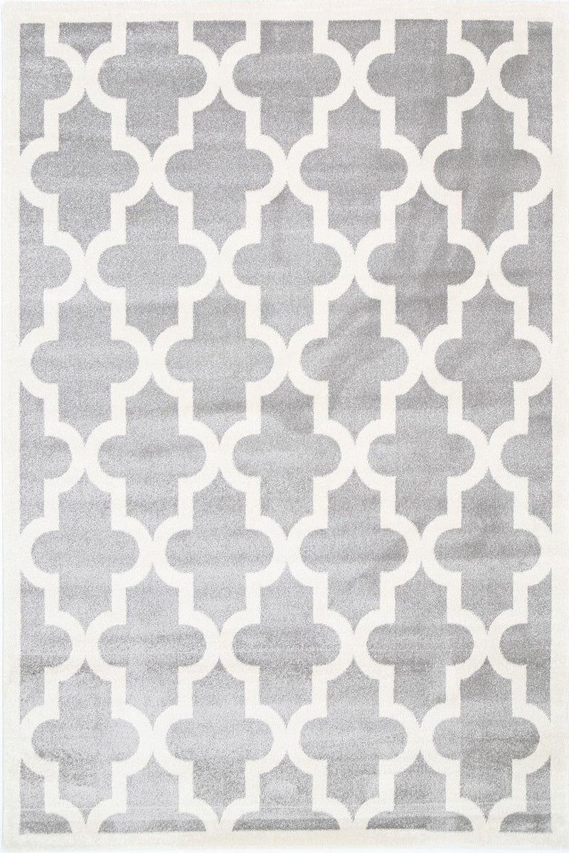 Piccolo Light Grey and White Lattice Pattern Kids Rug 120x170cm