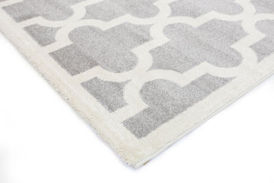 Piccolo Light Grey and White Lattice Pattern Kids Rug 120x170cm