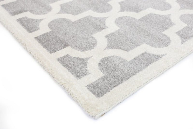 Piccolo Light Grey and White Lattice Pattern Kids Rug 120x170cm