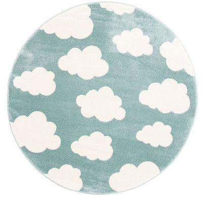 Piccolo  Aqua White Cloud Kids Rug 133x133cm Round