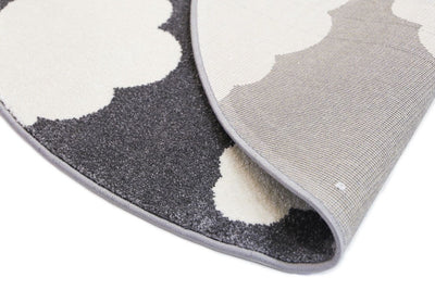 Piccolo  Dark Grey and White Cloud Kids Rug 133x133cm Round