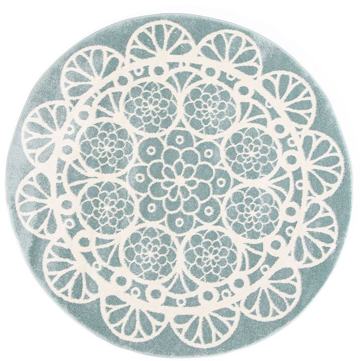 Piccolo  Aqua White Doily Kids Rug  133x133cm Round