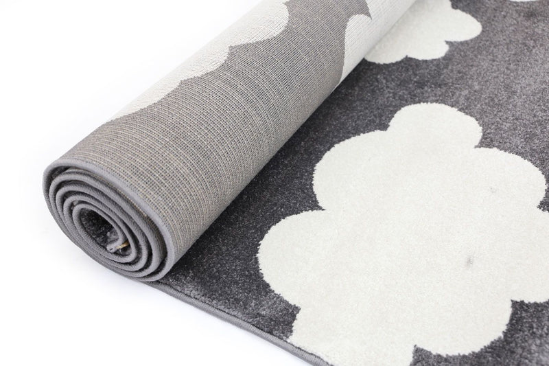 Piccolo  Dark Grey and White Cloud Kids Rug 160x230cm