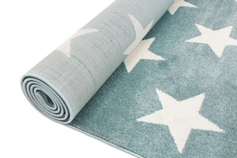 Piccolo Aqua White Stars Kids Rug 160x230cm