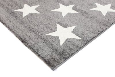 Piccolo Light Grey and White Stars Kids Rug 160x230cm