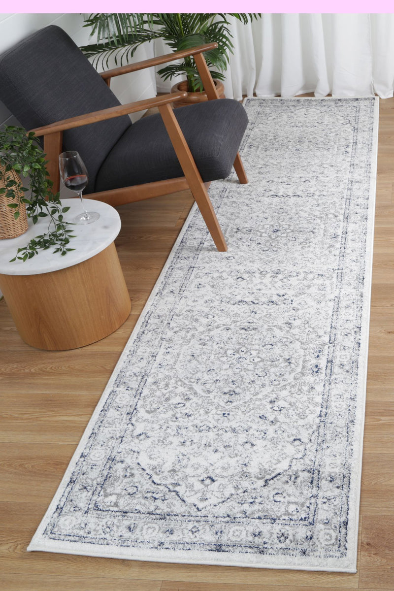 Ligures Cream Navy Floral Rug 160X230cm