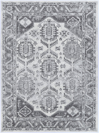 Liguresï_White Grey Traditional Rug 160X160cm Round