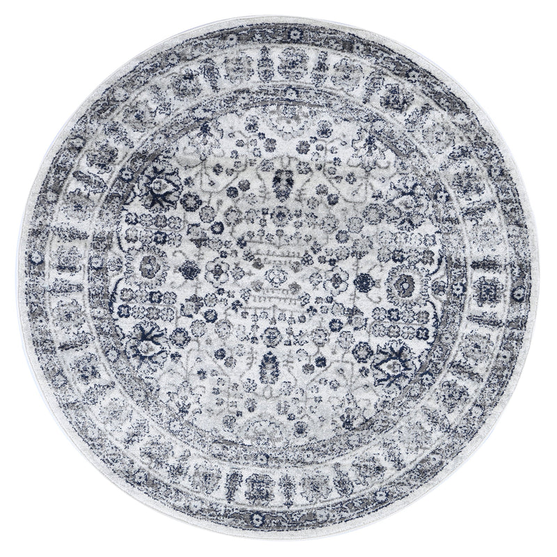 Ligures Navy Cream Traditional Rug 160X160cm Round