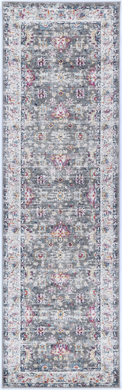 Ligures Grey Multi Traditional Rug 160X160cm Round