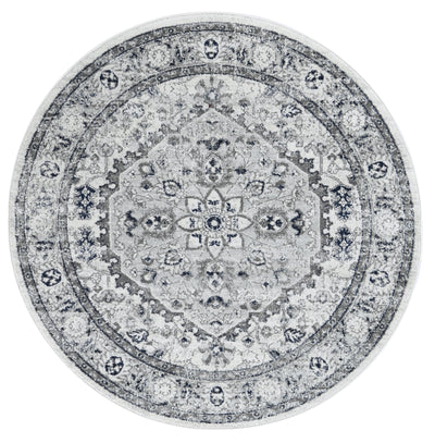 Ligures Cream Navy Floral Rug 160X160cm Round