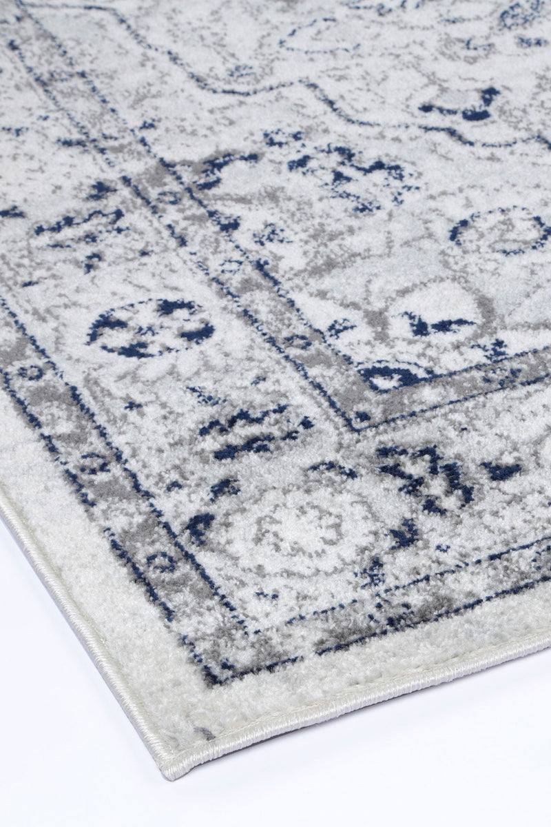 Ligures Cream Navy Floral Rug 80X300cm