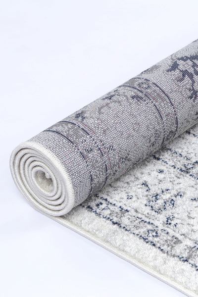 Ligures Cream Navy Floral Rug 80X300cm