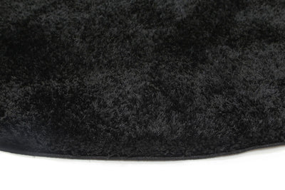 Puffy Soft Shaggy Round Rug Black 160x160 cm Round