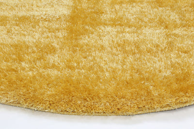 Puffy Soft Shaggy Round Rug  Mustard Yellow 160x160 cm Round