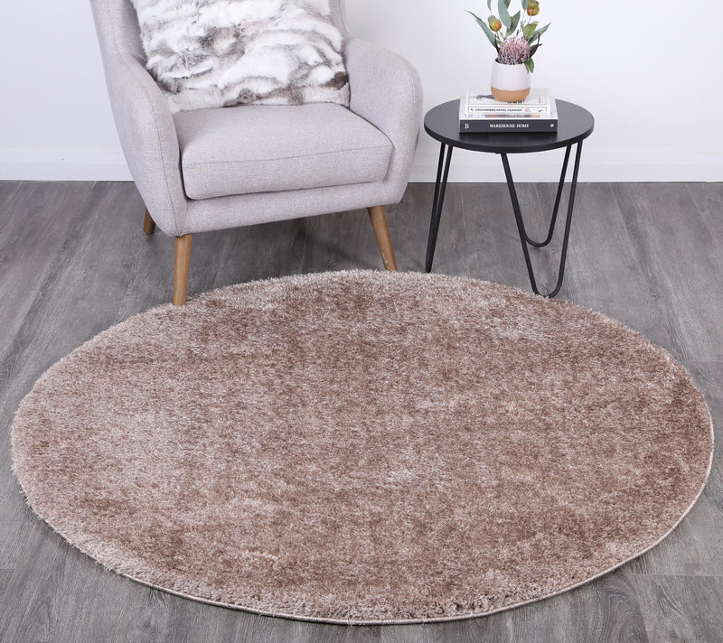 Puffy Soft Shaggy Round Rug Beige 160x160 cm Round