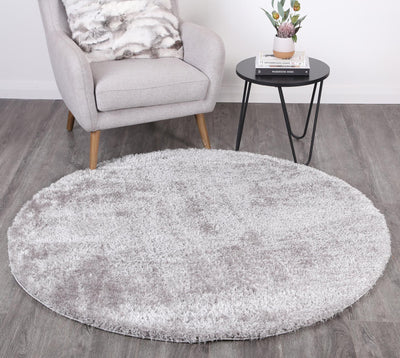 Puffy Soft Shaggy Round Rug Grey 160x160 cm Round