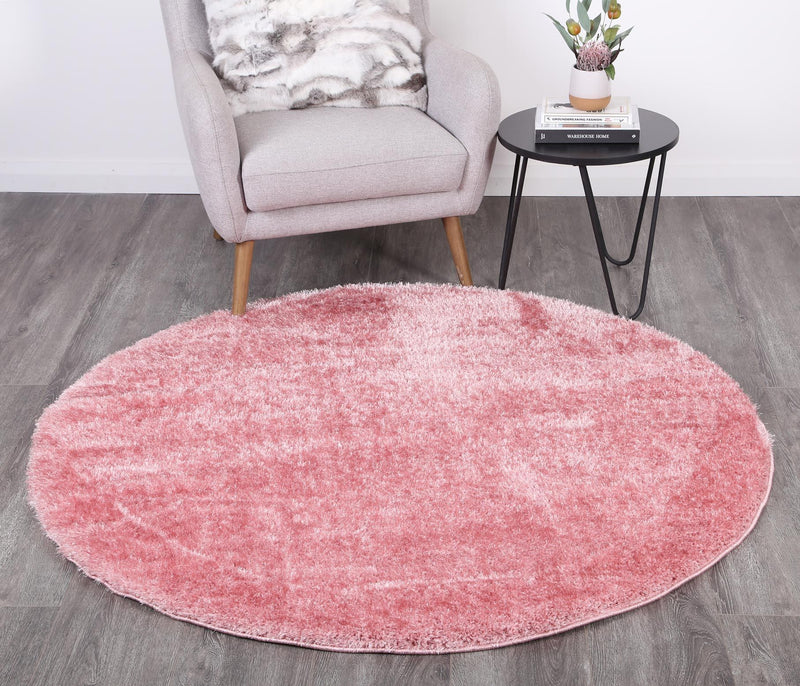 Puffy Soft Shaggy Round Rug Pink 160x160 cm Round