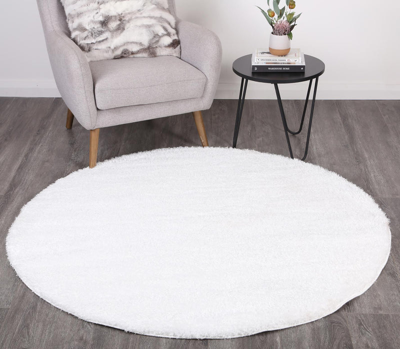 Puffy Soft Shaggy Round Rug White 160x160 cm Round