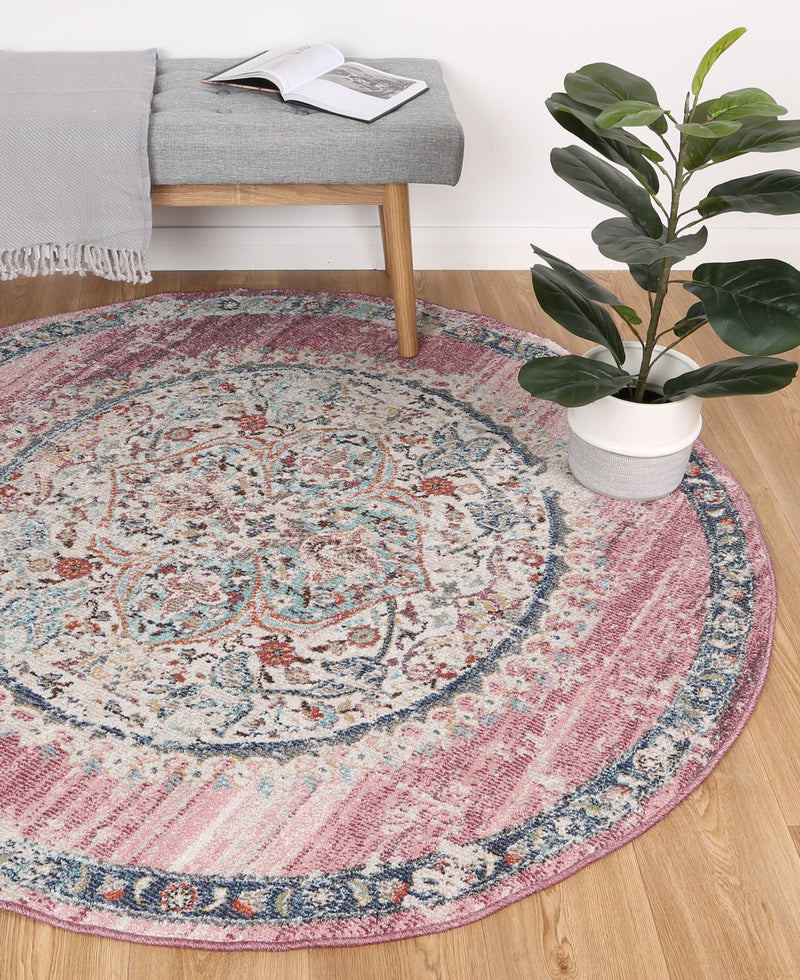 Hollow Medalion Transitional Blush Rug 160x160cm