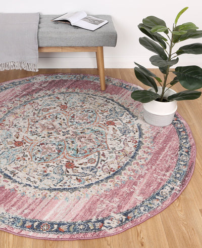 Hollow Medalion Transitional Blush Rug 200x200cm