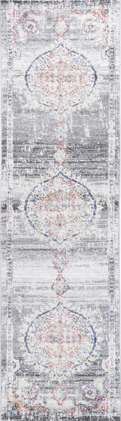 Hollow Medalion Transitional Grey Rug 80x300 cm