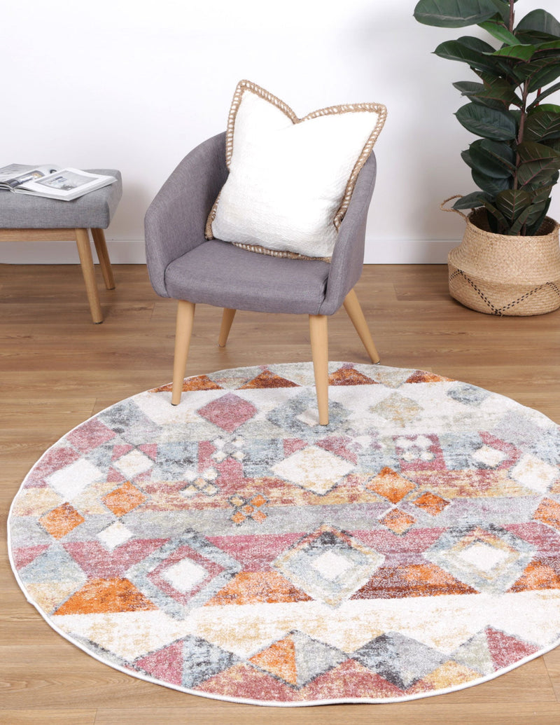 Windsor Tiled Multi Round Rug 200x200cm