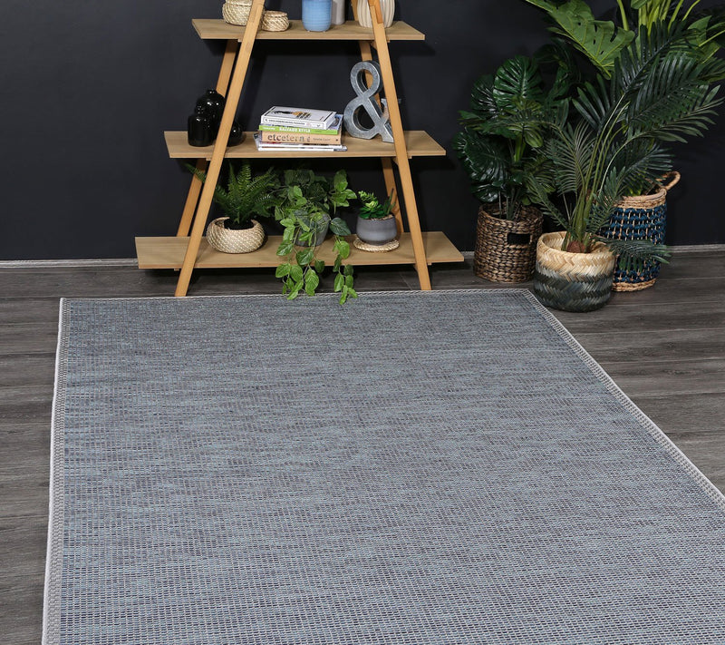 Sydney Grey Blue Indoor Outdoor Rug 200x200 cm Round