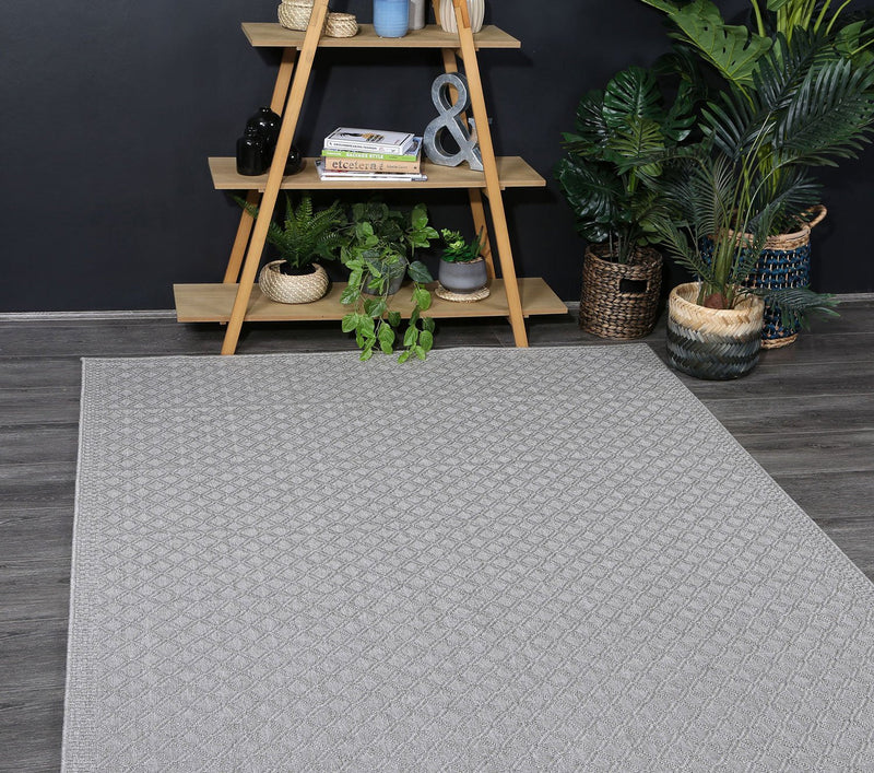 Sydney Light Grey Diamond Indoor Outdoor Rug 200x200 cm Round