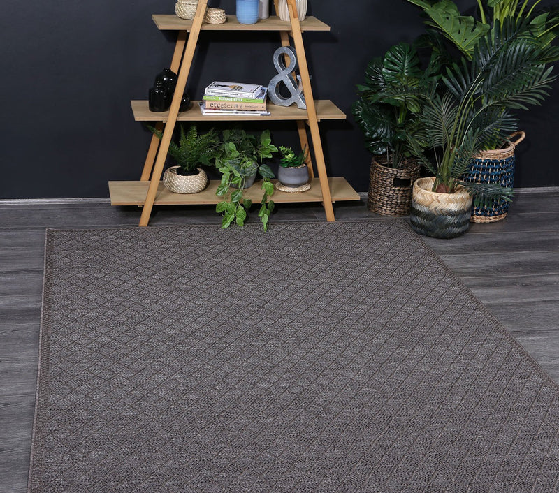 Sydney Charcoal Diamond Indoor Outdoor Rug 280x380 cm