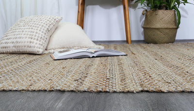 Taj Blue Natural Basket Weave Jute Rug 150x220cm