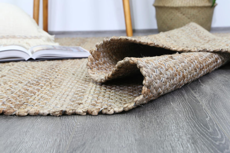 Taj Grey Natural Basket Weave Jute Rug 150x220cm