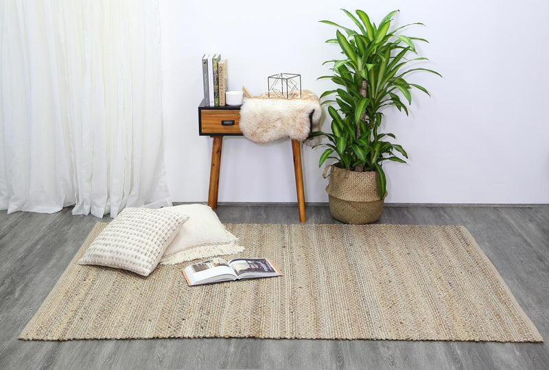 Taj Grey Natural Basket Weave Jute Rug 150x220cm