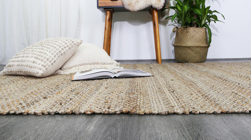 Taj Grey Natural Basket Weave Jute Rug 190x280cm