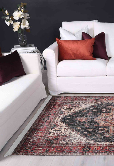 Crowne Waterproof Red Blue Oriental Rug 280x380 cm