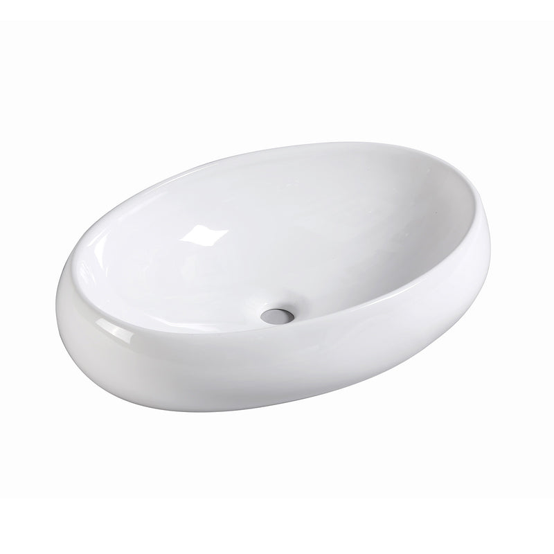 Muriel 59 x 40 x 14.5cm White Ceramic Bathroom Basin Vanity Sink Oval Above Counter Top Mount Bowl