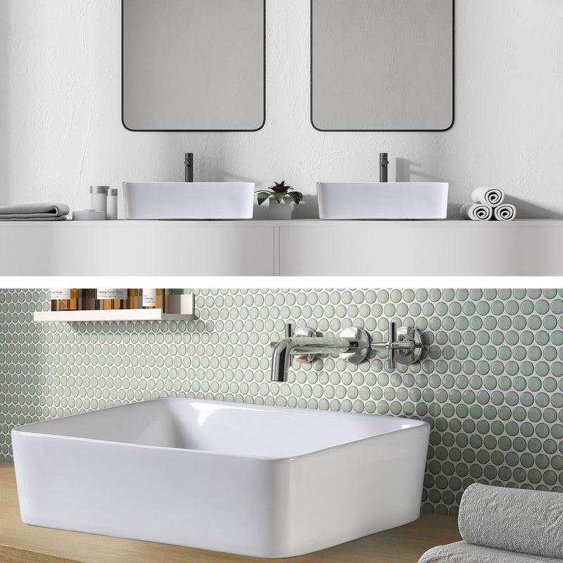 Muriel 48 x 37.5 x 13cm White Ceramic Bathroom Basin Vanity Sink Above Counter Top Mount Bowl