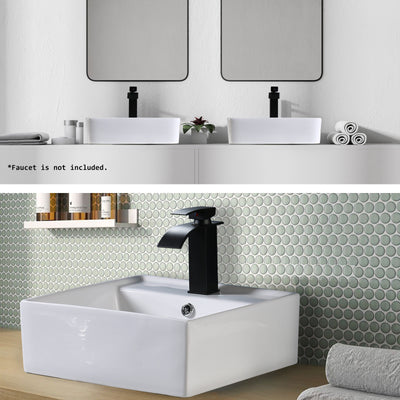 Muriel 42 x 42 x 15cm White Ceramic Bathroom Basin Vanity Sink Square Above Counter Top Mount Bowl